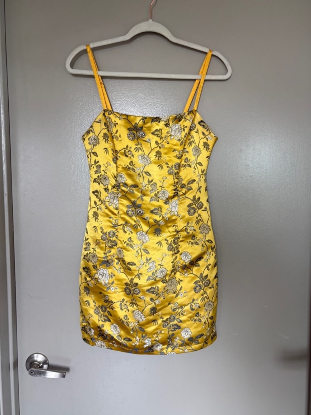 Revolve By the Way - Amanda Yellow Floral Brocade Mini Dress